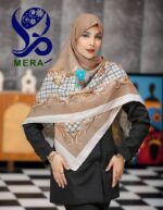 روسری حاشیه چهارخونه قهوهای